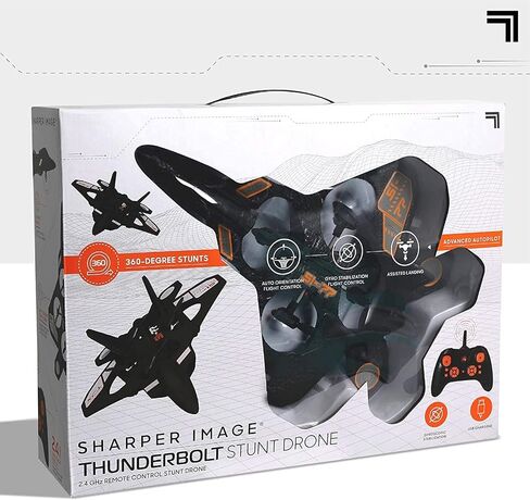طائرة بدون طيار SHARPER IMAGE Thunderbolt للتحكم عن بعد، الإصدار القياسي، طائرة مقاتلة لاسلكية 2.4 جيجا هرتز RC، كوادكوبتر مع مساعدة الهبوط، طائرة صغيرة للأطفال والمبتدئين، قابلة للشحن in Kuwait