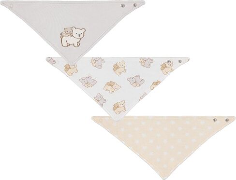 Cudlie Little Beginnings 3-Pack Bandana Set for Babies, Nursery Bibs for Drooling and Teething, Burp Cloth for Infants, Teddy in Kuwait
