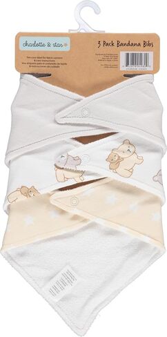 Cudlie Little Beginnings 3-Pack Bandana Set for Babies, Nursery Bibs for Drooling and Teething, Burp Cloth for Infants, Teddy in Kuwait