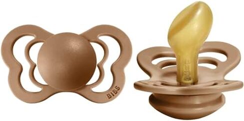 لهايات BIBS - مجموعة الأزياء الراقية | لهاية أطفال خالية من مادة BPA | صنع في الدنمارك | مجموعة من 2 لهايات مميزة بلون الأرض | الحجم 6-18 شهرا in Kuwait