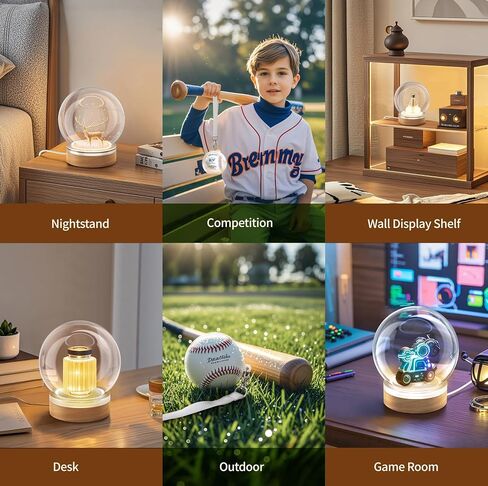 حافظة عرض البيسبول مع إضاءة LED ملونة، حافظة بيسبول بتصميم زجاجي 360 درجة، حامل بيسبول للحماية من الأشعة فوق البنفسجية مع كرة وحزام حامل البيسبول، مثالية لكرات الجولف والتنس والمجوهرات والتماثيل in Saudi Arabia