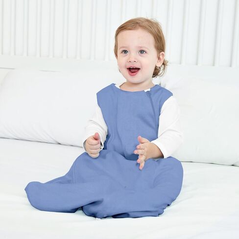 Rayon from Bamboo Sleep Sack Baby Wearable Blanket 0.5 Tog Soft Kids Sleeping Bag Toddler Sleeveless 0-6 Months Infant Newborn Swaddle Blanket 2-Way Zipper Unisex Boys Girls Sleepsack Blue in Saudi Arabia