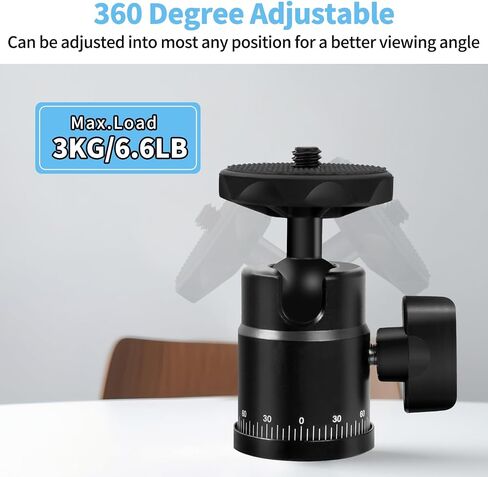 HEMMOTOP Tripod Ball Head H28 Black,Ball Head Mount Loading 6.6Lbs,Panorami Tripod Heads for Gopro Cam Camcorder Smartphone Light Microphone DSLR Camera Photography in Saudi Arabia