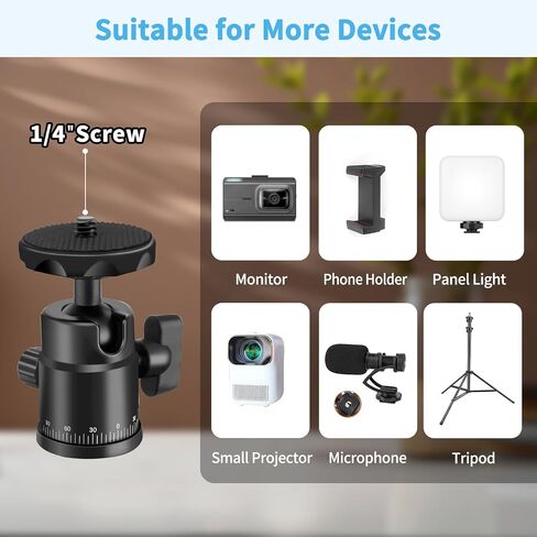 HEMMOTOP Tripod Ball Head H28 Black,Ball Head Mount Loading 6.6Lbs,Panorami Tripod Heads for Gopro Cam Camcorder Smartphone Light Microphone DSLR Camera Photography in Saudi Arabia