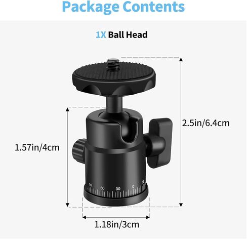 HEMMOTOP Tripod Ball Head H28 Black,Ball Head Mount Loading 6.6Lbs,Panorami Tripod Heads for Gopro Cam Camcorder Smartphone Light Microphone DSLR Camera Photography in Saudi Arabia