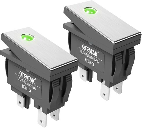 QTEATAK KCD3 DPST مفتاح الروك للقارب، أحمر LED أسود لوحة معدنية مفتاح تبديل الروك للقارب، تشغيل/إيقاف 4-Pin 2-Position Snap DC 5V-24V Ith:16A، 2Pack (فقط لـ DC5-24V) in Saudi Arabia