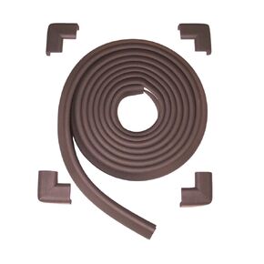 KidKusion Table Cushion | Made in USA | Brown | 12 Foot Edge + 4 Corners | Baby Proof Furniture Edge and Corner Guards