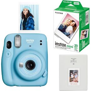Fujifilm Instax Mini 11 Instant Camera with Fujifilm instax Mini Instant Daylight Film Twin Pack, 20 Exposures and Slinger Photo Album (Ice White)