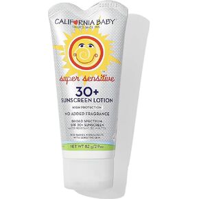 California Baby Super Sensitive SPF 30+ Sunscreen | Broad Spectrum | Titanium Dioxide | Hypoallergenic Unscented Mineral Sunscreen | Reef Safe Sunscreen | Sensitive Skin Friendly | 82g / 2.9oz