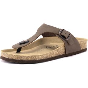 FITORY Women's Thong Slide Sandal with Cork Footbed, Arch Support Flat Sandals for Summer