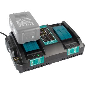 DC18RD 14.4V-18V Replace Charger for Makita 18V Charger, Dual Ports Rapid Charger Compatible with Makita 14.4V-18V Charger DC18RC DC18SF DC18RT & Battery BL1430 BL1830 BL1840 BL1850