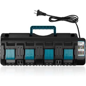 DC18SF 14.4V/18V Replace Charger for Makita 18V Charger, 18V Lithium 4-Port Rapid Charger with USB Ports Compatible with Makita 14.4V-18V Charger DC18RC DC18RD & Battery BL1430 BL1830
