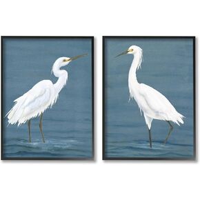 Stupell Industries White Egrets on Shore 2 Piece Framed Giclee Art Set by Michael Willett