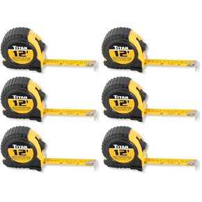 Titan 10916 6-Piece 16-Foot Tape Measure Bulk Set with Easy-Read Standard Markings and Durable Case