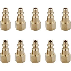 Jinyuanchao 10 pcs Brass 1/4 NPT Industrial Air Hose Quick Connection Adapter, Air Hose Fittings and Air Coupler Plugs, Air Compressor Fittings (NPT Male Plug, NPT Female Plug) (NPT Male Plug)