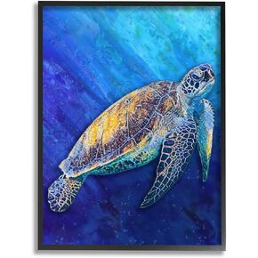 Stupell Industries Sea Turtle Swimming Deep Blue Ocean Under Water, Design by Alpenglow Workshop