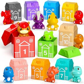 TEMI Learning Toy for Toddlers 1 2 3 Year Old, 20PCS Farm Animals Toys Montessori Counting, Matching, Sorting Sensory Toys,Christmas Birthday Gifts Toddler Toys Boys Girls Age 12-18 Months