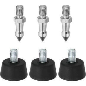 PATIKIL 3/8 Inch Thread Tripod Spike and Rubber Tripod Feet, 3 Set Camera Tripod Ground Mount Adapter for Monopod, Silver Black