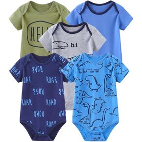 Chamie Newborn Baby Bodysuit 5-Pack Short Sleeve Baby Clothes for Boys and Girls