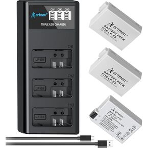 Artman 3-Pack LP-E8 Batteries 1800mAh and 3-Slot LCD Charger Pack for Canon EOS Rebel T2i T3i T4i T5i, EOS Kiss X4 X5 X6 X7i, EOS 550D 600D 650D 700D, LC-E8E Digital Cameras