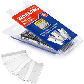 WORKPRO 100-Pack Single Edge Razor Blades, Industrial Scraper Razor Blades, High Carbon Steel One Edge Razor Blades