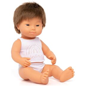 Miniland Doll 15'' Caucasian Boy with Down Syndrome (Box) - Made in Spain, Anatomically Correct, Quality