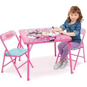 Minnie Mouse Kids Table & Chairs Set for Kid and Toddler 36 Months Up To 7 years, Includes: 1 Table (24"L x 24"W x 20"H), 2 Chairs (13"L x 13.5"W x 21"H) Weight Limit: 70 lb