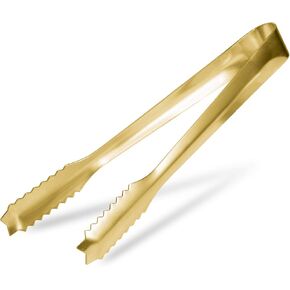 WAFJAMF Stainless Steel 7 Inch Ice Scoop and Ice Tong Set -Gold Plated- Serving Tongs for Bar Ice Cube Candy Flour Coffee Bean
