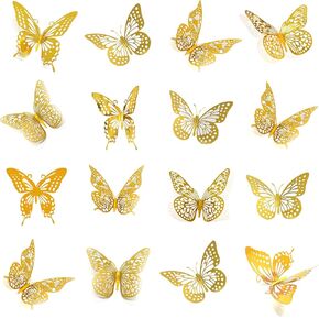 3D Butterfly Wall Decor 48 Pcs 4 Styles 3 Sizes, for Birthday Decorations Party Decorations, Removable Wall Stickers Interior Decoracions Kids Nursery Classroom Wedding Decor (Pink)