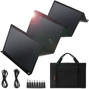 Keshoyal Foldable Solar Panel – 60W Portable Solar Panels with 5V USB and 18V DC for Camping,Cell Phone,Tablet and 5-18V Devices – Compatible with Solar Generators Power Stations