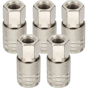 HARFINGTON 5pcs Female Industrial Coupler 1/4" NPT M Style Air Hose Fittings Quick Connector Air Coupler for Air Compressor Pneumatic Tools, Silver