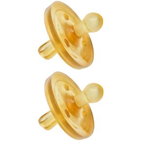 Simply Rubber Pacifiers - Shorter Nipple (Less Gagging) - Small Newborn (0-6 Months) - Breastfed Babies - Rounded/Cherry - Softer Natural Rubber - One-Piece - Handcrafted in Italy - 2 Pack