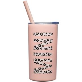 Lucky Love Mama + Mini Stainless Steel Cups for Kids and Adults - 3D Printed Leopard Insulated Tumblers with Lids and Straws Making This Mom Mug and Toddler Straw Cup Spill Proof (Mini Black)