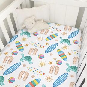 Wildlife Pond Baby Crib Sheets 52''x28'' Wild Animals Frogs Duck Fish Bird Weeds Snug Fitted Crib Mattress Cover for Boy Girl Fishing Hunting Soft Nursery Bed Sheet for Standard Crib Toddler Mattress