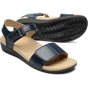 MEGNYA Comfortable Arch Support Walking Sandals for Women, Plantar Fasciitis Slides with Soft Straps, Orthotic Sandals with Non-Slip Lightweight Sole