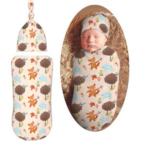 Halloween Pattern in Black Skulls Newborn Swaddle Blanket Soft Unisex Infant Swaddle Wrap Blanket Baby Receiving Blanket with Beanie Hat for Boy and Girl