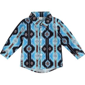 Western Baby Boy Clothes Long Sleeve Lapel Cow Print Button Down Shirts Toddler Fall Farm Country Cowboy Shirt Tops in Kuwait