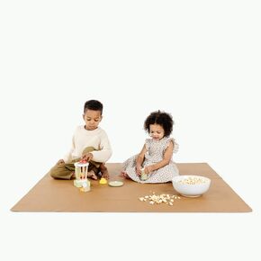 GATHRE Large Play Mat for Floor - Wipeable and Water Resistant Leather Splat Mat, Foldable, Anti-Slip, Protective Baby Floor Mat for Playtime Mess (54" x 54" Ivory)