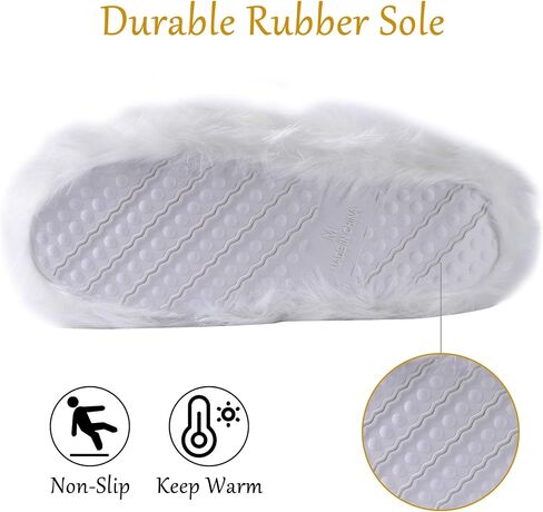 Furry Plush Slipper Booties for Women Warm Fur House Slippers with Anti-slip Sole Home Bedroom Indoor House Boots in Saudi Arabia
