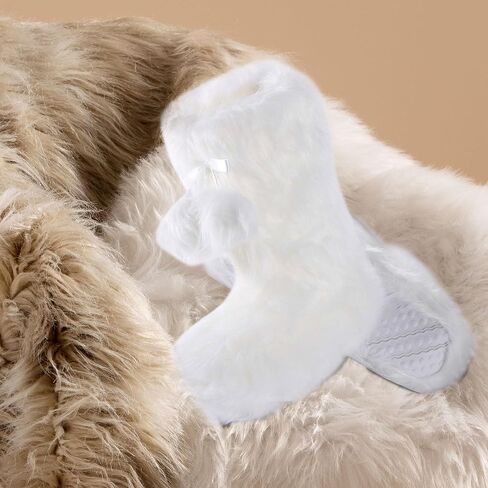 Furry Plush Slipper Booties for Women Warm Fur House Slippers with Anti-slip Sole Home Bedroom Indoor House Boots in Saudi Arabia