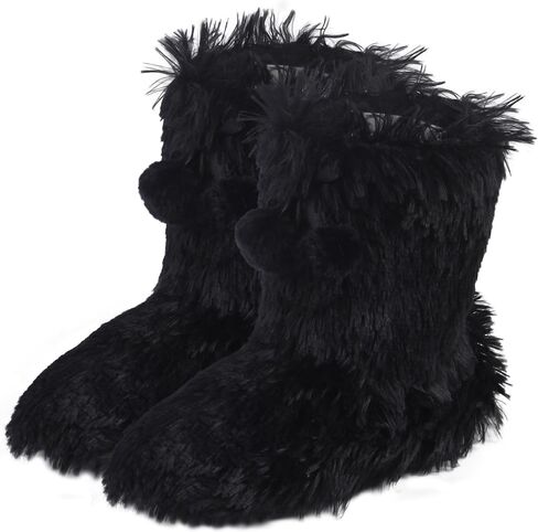 Furry Plush Slipper Booties for Women Warm Fur House Slippers with Anti-slip Sole Home Bedroom Indoor House Boots in Saudi Arabia