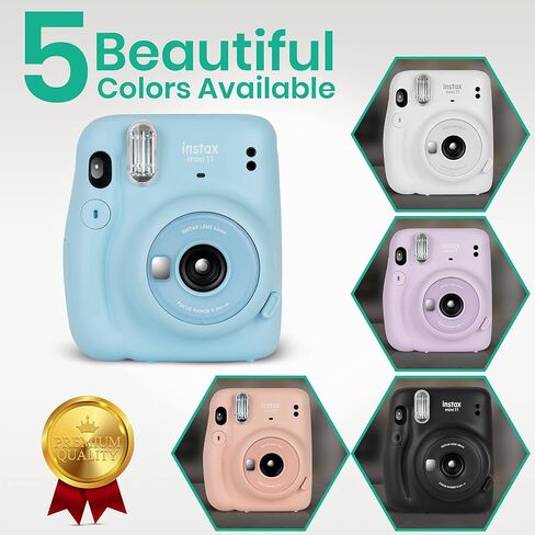 Fujifilm Instax Mini 11 Camera with Fujifilm Instant Mini Film (20 Sheets) Bundle with Deals Number One Accessories Including Carrying Case, Color Filters, Photo Album, Stickers + More (Sky Blue) in Saudi Arabia