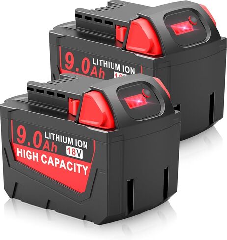 2 Pack 9.0Ah 18V Battery Replacement for Milwaukee WK1890 M18 Tools, Compatible with 48-11-1840, 48-11-1828, 48-11-1820, 48-11-1815, 48-11-1850, 48-11-1890, 2646-22CT Cordless Power Tools in Saudi Arabia