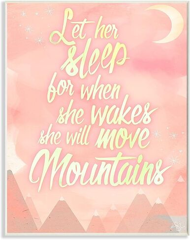 لوحة فنية جدارية من Stupell Home Décor Let Her Sleep Pink Water Color Mountains، مقاس 10 × 0.5 × 15، صُنعت بفخر في الولايات المتحدة الأمريكية in Saudi Arabia