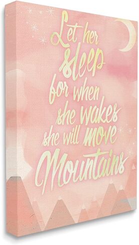 لوحة فنية جدارية من Stupell Home Décor Let Her Sleep Pink Water Color Mountains، مقاس 10 × 0.5 × 15، صُنعت بفخر في الولايات المتحدة الأمريكية in Saudi Arabia