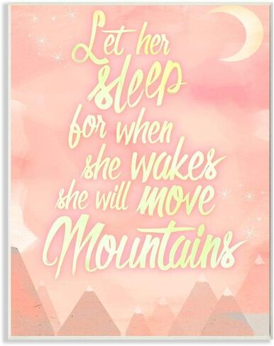 لوحة فنية جدارية من Stupell Home Décor Let Her Sleep Pink Water Color Mountains، مقاس 10 × 0.5 × 15، صُنعت بفخر في الولايات المتحدة الأمريكية in Saudi Arabia