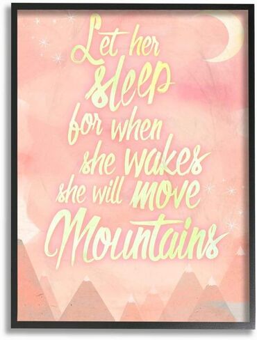 لوحة فنية جدارية من Stupell Home Décor Let Her Sleep Pink Water Color Mountains، مقاس 10 × 0.5 × 15، صُنعت بفخر في الولايات المتحدة الأمريكية in Saudi Arabia