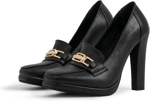 Women's High Heels Dress Shoes Plafrom Closed Toe Slip On Chunky Heels Pumps in Kuwait