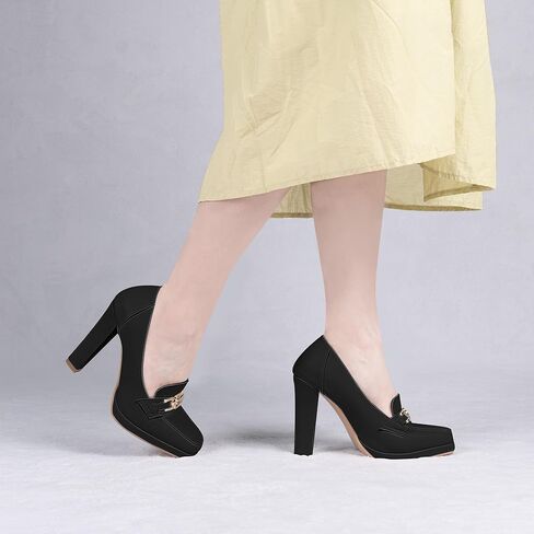 Women's High Heels Dress Shoes Plafrom Closed Toe Slip On Chunky Heels Pumps in Kuwait