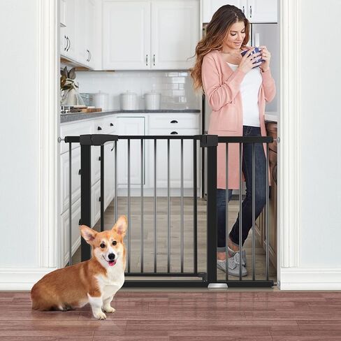 ALVOD Baby Gate for Stairs, 40.55''-46'' & 29.53''-35'' Wide Auto Close Indoor Dog Gates for Doorways, 30" Tall Easy Walk Through Baby Safety Gate Includes 2.75" 11" Extensions in Kuwait